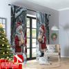 2pcs 2D flat printing Merry Christmas Party Curtains Winter Gnomes Forest Friends Lanterns Polyester Fabric Without Electricity