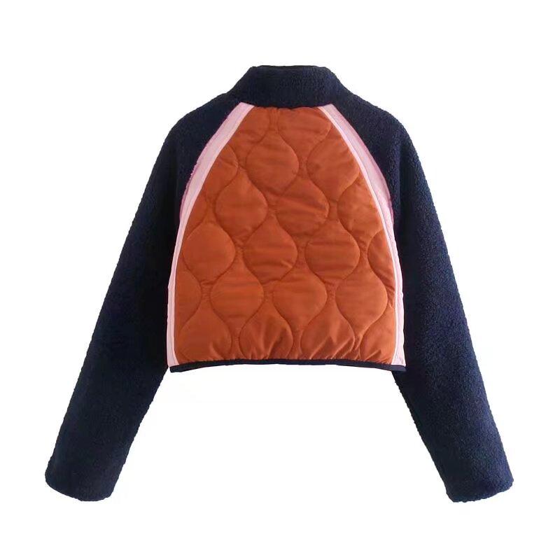 European & American Women's Fashion Fleece-Spliced Short Jacket