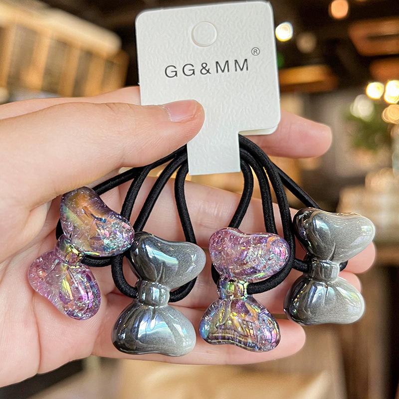 2PCS Lovely Colored Cream Burst Bow Girls Elastic Hair Bands Kids Princess Hair Accessories Children Hair Ties Baby Headwear