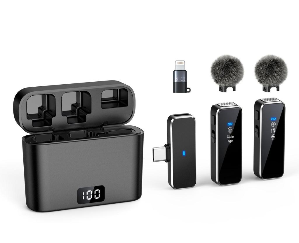 M3 Wireless Collar Clip Microphone with Charging Case, Dual Storage, Noise Reduction, for Mobile Live Broadcasts.