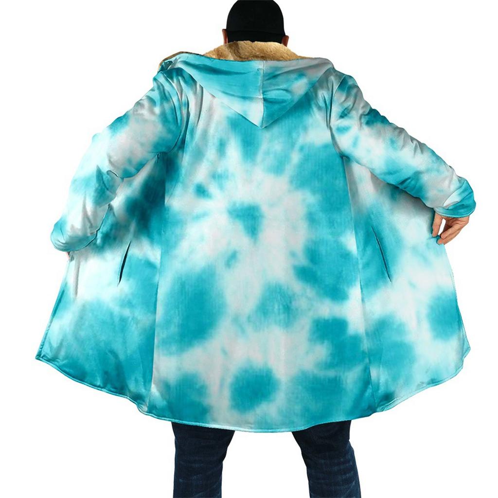 Men's Color Printed Velvet Thickened Long Jacket Men's Casual Large Size Zipper Jacket