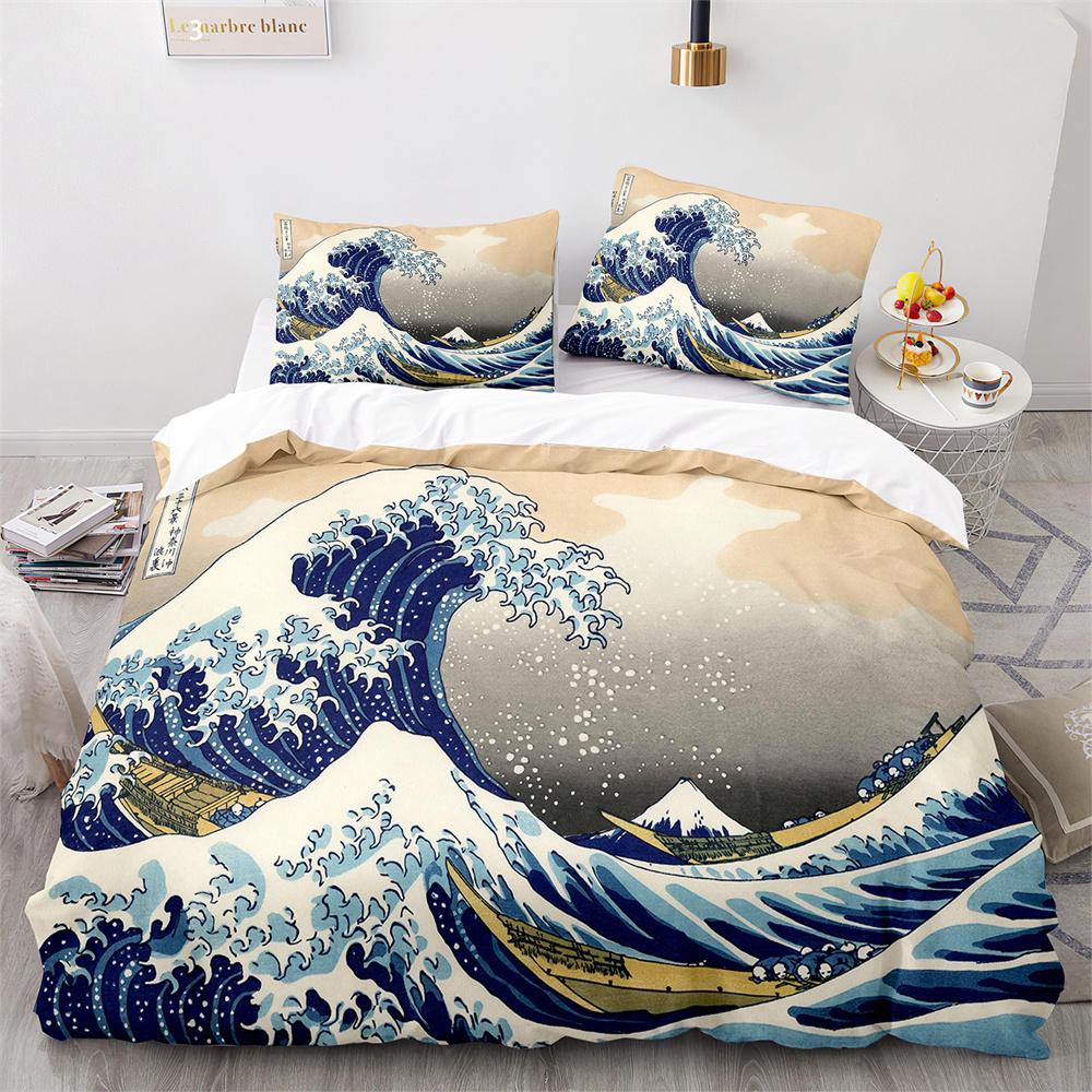 

Комплект постельного белья Ukiyo-eduvet в японском стиле размера «king-size» для детей, мальчиков и девочек, комплект постельного белья из полиэстера, чехол с наволочкой EU single(135x200cm)