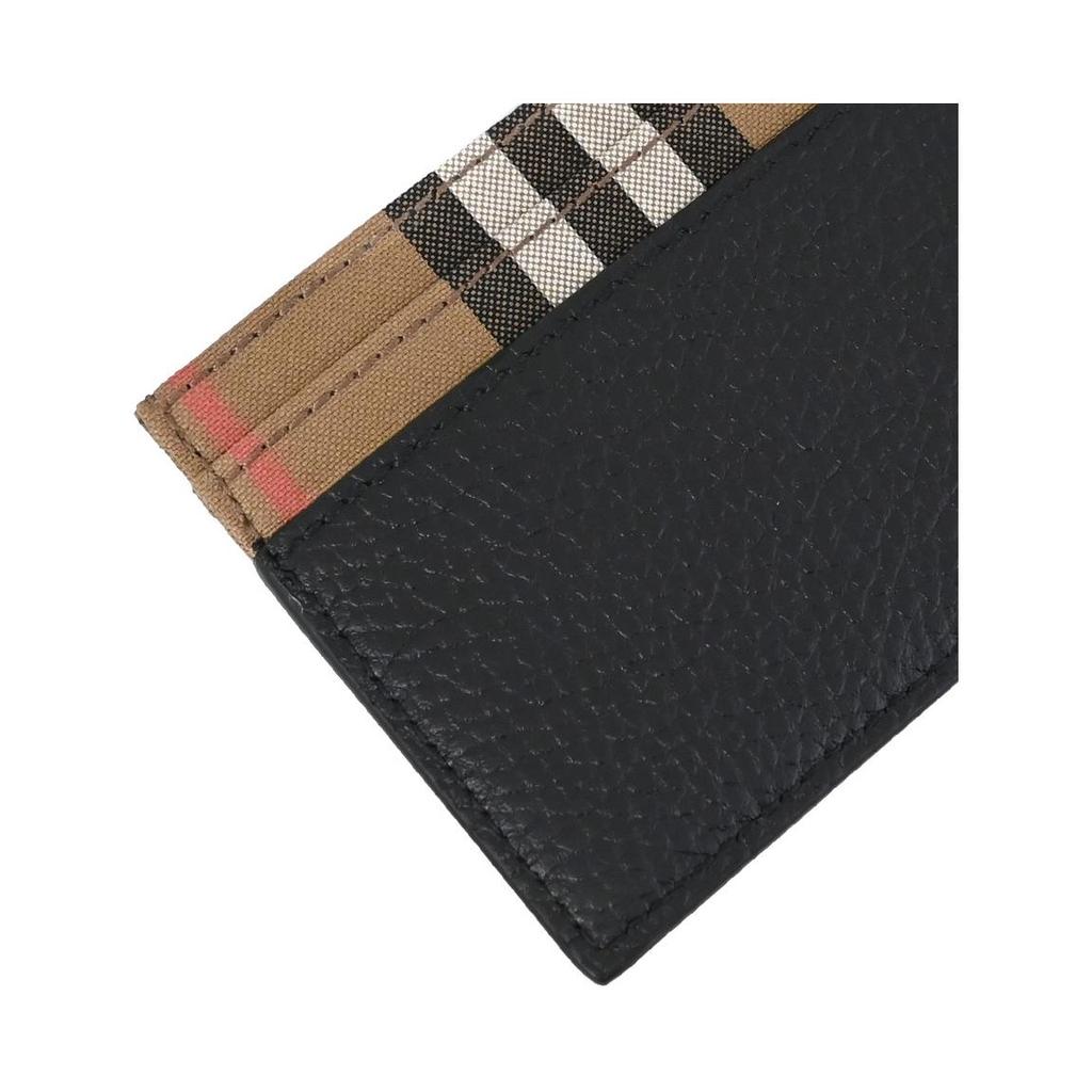 Burberry Classic Print Logo Leather Wallet Unisex And Couple Style Black