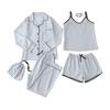 Women'S 7-Piece Satin Pajama Set Sexy Cami Top Button Down