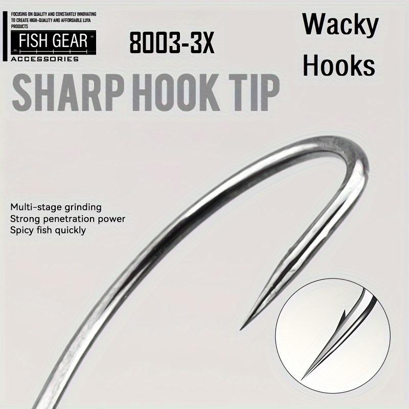 50pcs 8003 Wacky Hooks, Soft Bait Hooks, Barbed Fishing Hook For Drop Shot Rig