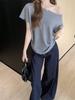 Women's Off-the-Shoulder Batwing Sleeve Knit Top - Summer 2025 Loose Slim Fit