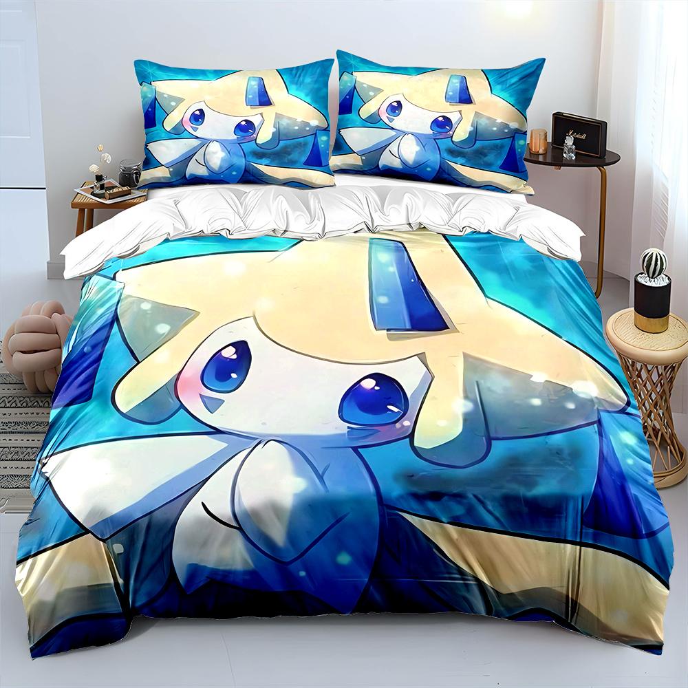Pokemon Jirachi Printed Bedding Set 3PC 1 Duvet Cover 2 Pillowcases Adult and Children Warm Soft Bedding Set Luxury Gift