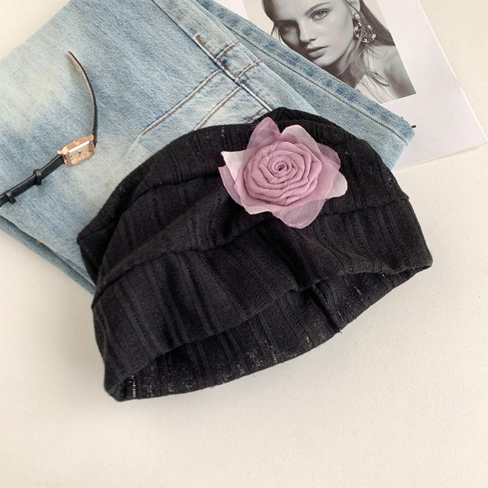 Sweet Hollow Pullover Hat Breathable Knitted Hat Casual Flower Beanies Hat Spicy Girls