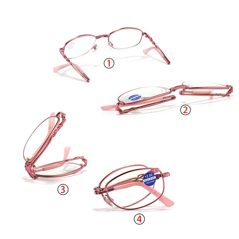 Foldable Reading Glasses High-Definition Anti Blue Light Glasses Women'S Portable Anti Fatigue Presbyopia Glasses