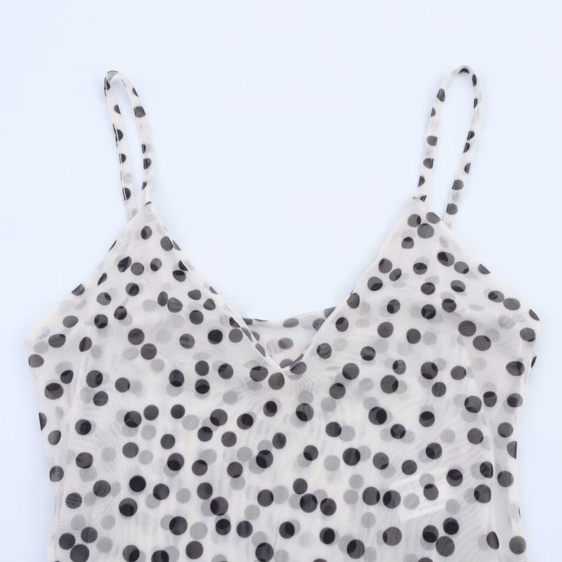 Kaslead New Arrival Women's Clothing Fashion Style Fashion Minimalist Polka Dot Brace Length Dress 5039226