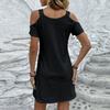 Women's Summer Fashion Casual Vacation V-Neck Strapless Short Sleeve Dresses