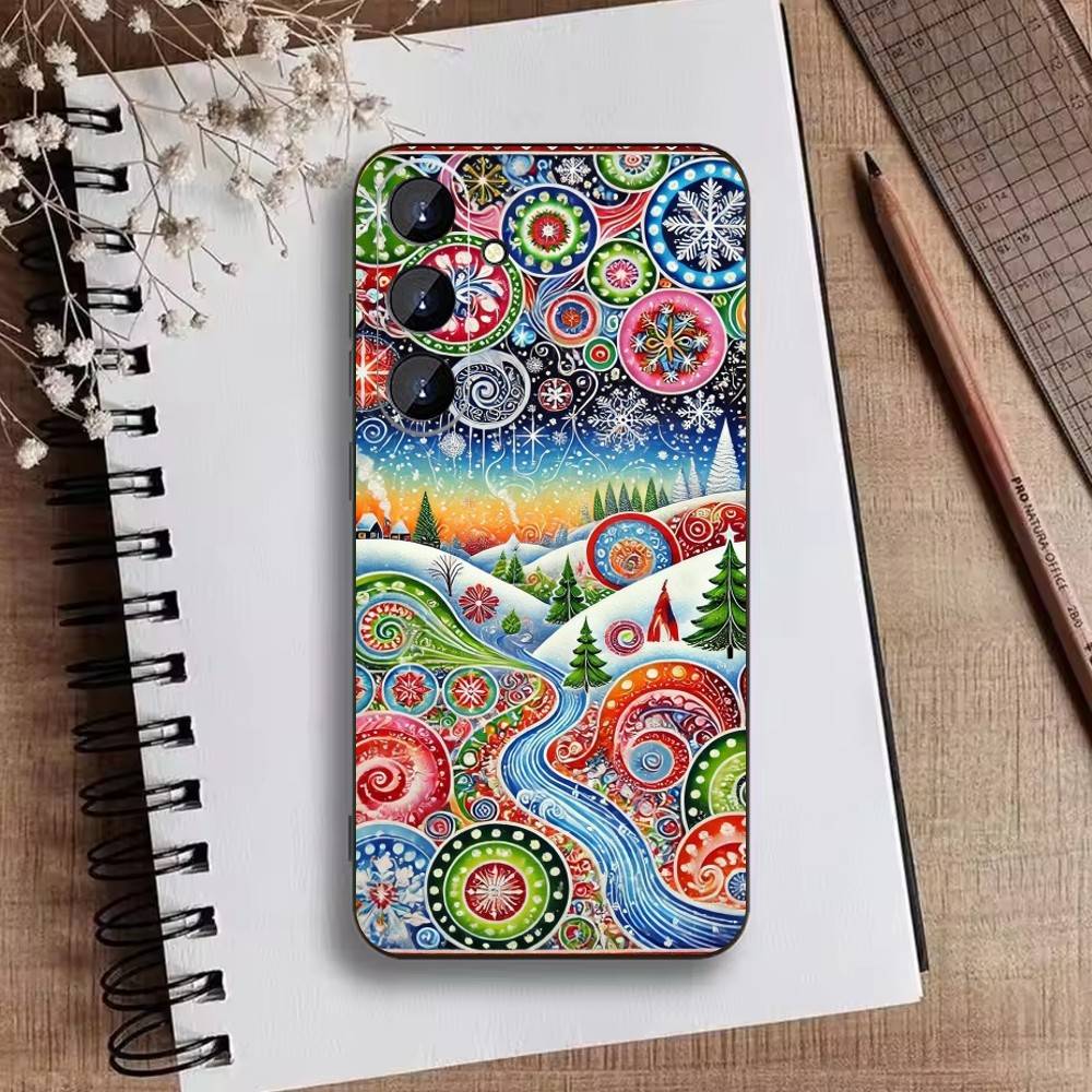 Whimsical landscape Starry Night Phone Case For Samsung Galaxy A73,A21s,A22,A31,A52,A53,A71,A41Soft Black Shell