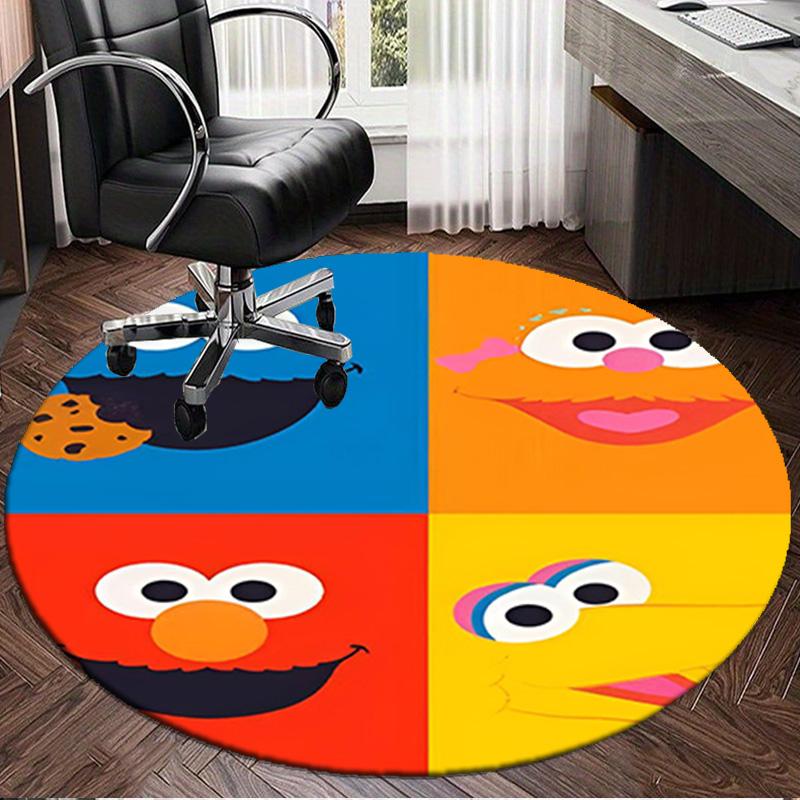1PC Colorful Sesame Muppets Together Round Rug, Non-slip Chair Mat, Home Decor, Circle Carpet Perfect for Office, Bedroom, Living Room,Christmas Gift