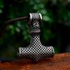 OAHLAN Fashion Jewelry Thor's Hammer Vintage Viking Rune Stainless Steel Pendant Necklace for Men Anniversary Party