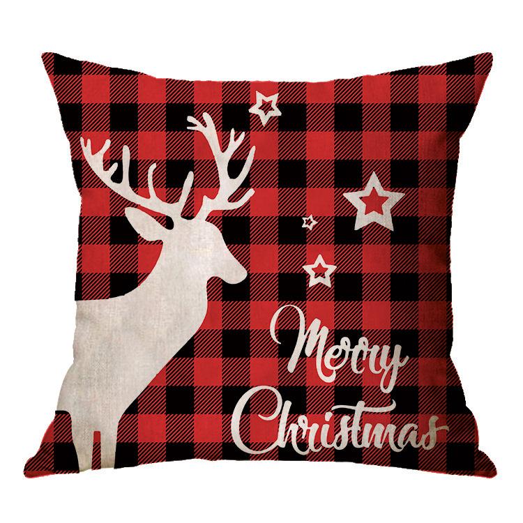 Christmas Decoration Cushion Cover Cartoon Elk Santa Cushion Cover Christmas Pillow Case Linen Decoration Pillow Home Decoration