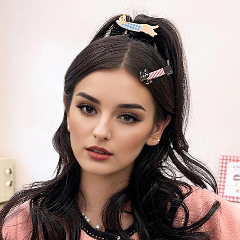 1PC Hairpin Gifts for Cat Lovers Cartoon Animal Theme Head Accessory Hair Clip Casual Cat Pattern Funny Multi-Color