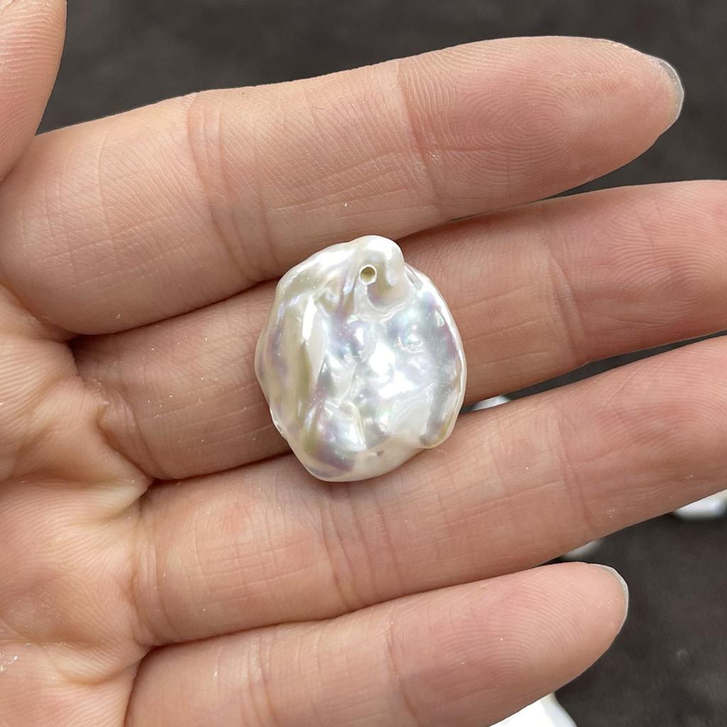 2Pcs, Baroque Pearl Pendant With Hole, Natural Freshwater Pearl Charms for Jewelry Making DIY Necklace Bracelet Accessories 15-20mm