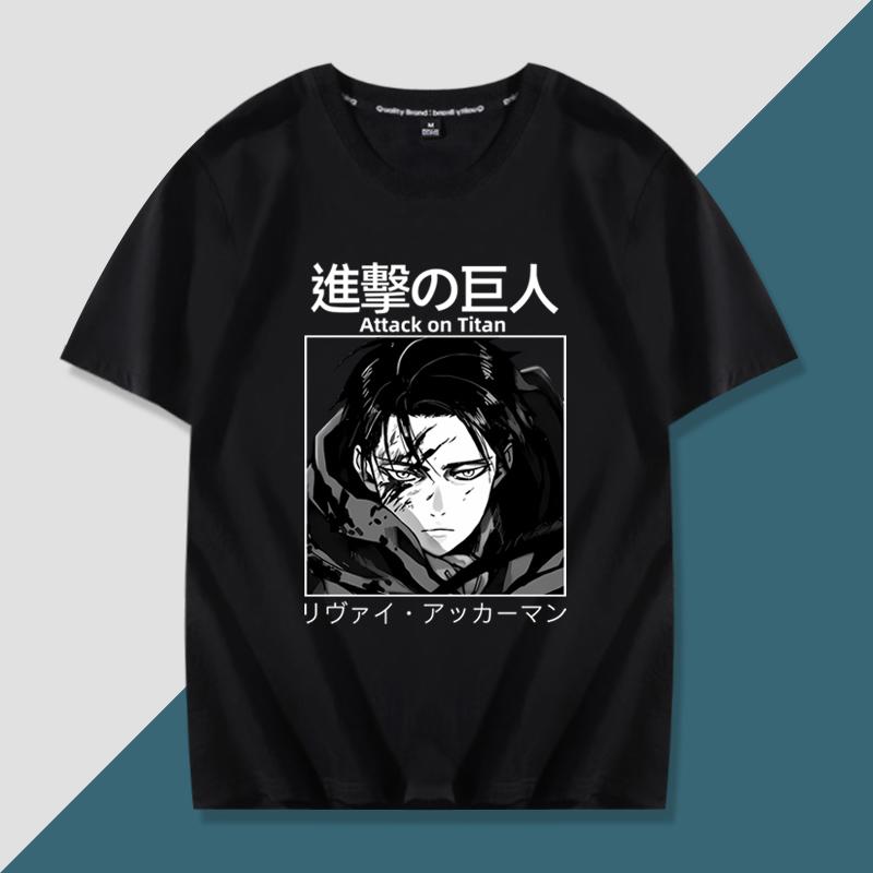 Japanese anime Attack on Titan handsome printed summer 100% cotton T-shirt fashion casual men's streetwear
