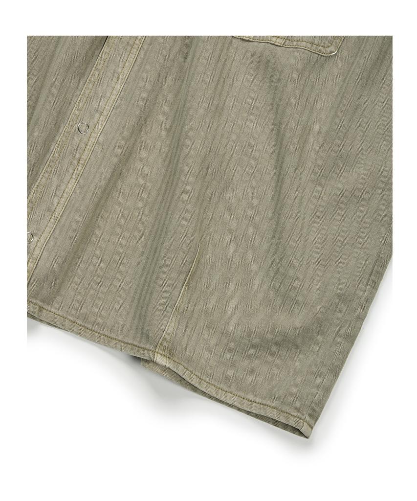 ETCE (Base) Herringbone Washed Pocket Shirt (Beige)
