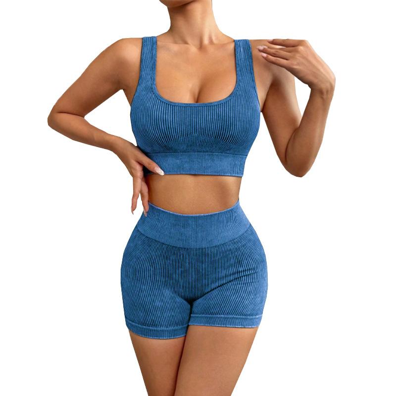 

Быстросохнущий комплект для йоги из двух предметов для фитнеса на открытом воздухе, ударопрочные упражнения, с высокой талией, облегающий L