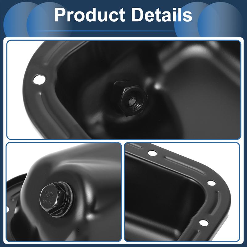 UXCELL No.5184546AC Engine Oil Pan Oil Pan Sump Transmission Oil Pan for Jeep Wrangler 2012-2018 Iron Black