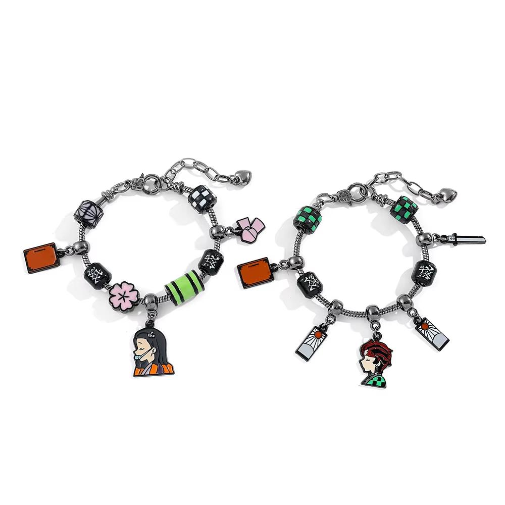 Demon Slayer Kimetsu no Yaiba Kamado Nezuko DIY Charm Bracelet Anime Cosplay Jewelry Unisex