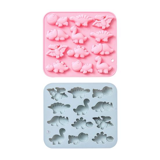 Ice Mold Silicone Tray 12 Cavity 6 Dinosaur Shapes Food Grade Flexible Maker Chocolate Ice Cubes Cake Making Kids Baking Supplies