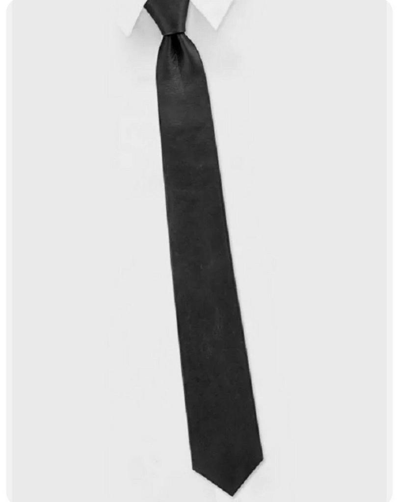Real Genuine Lambskin Partywear Stylish Neck Tie Men Wedding Black Leather New