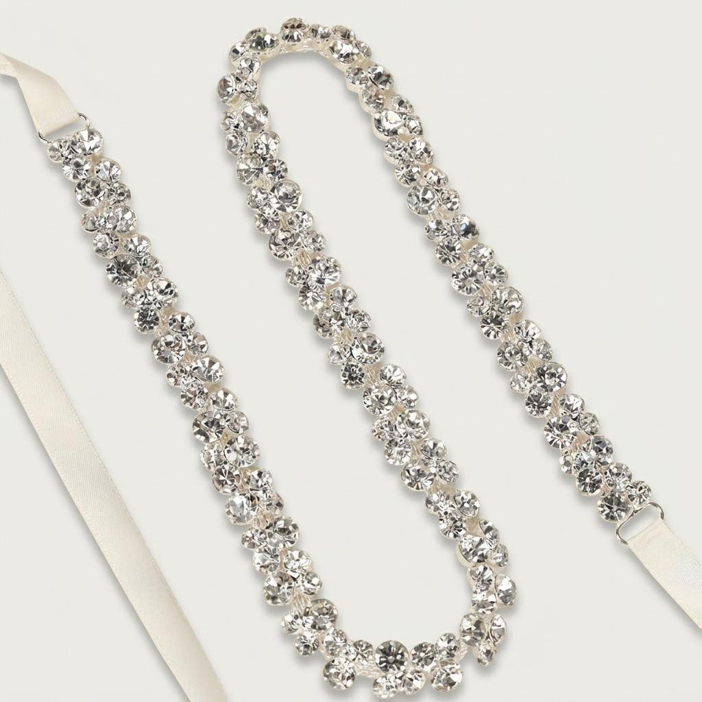 

Elegant Silver Rhinestone Wedding Belt – Versatile High-End Dress Accessory for Fashion Shows and Performances