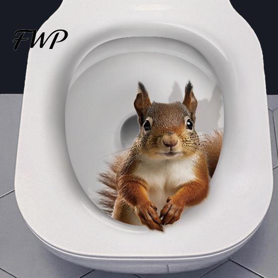 Lustige Toilettensitz-Aufkleber 3D Cartoon Katze Sticker, Wasserdicht Süßes Tier Deckel Einfach Abziehbar Badezimmer Aufkleber, Lustige Selbstklebende Wanddeko Kinder