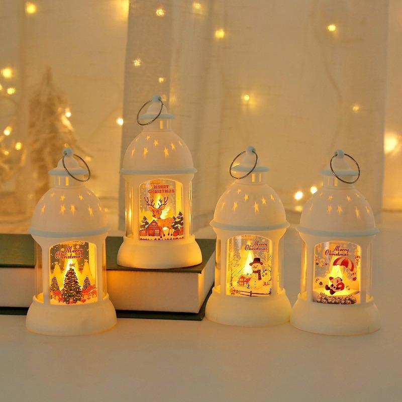 Christmas Decoration Atmosphere Lamp Desktop Ornament Small Night Light Retro LED Wind Light Handheld Pendant Christmas Eve Gift