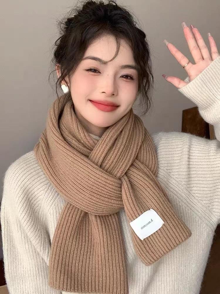 New Red Arctic Fleece Knitted Scarf Men's and Women's Winter Christmas Student Couple Thickened Wool Scarf Korean