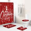 Christmas Shower Curtain Polyester Cloth Toilet Seat Four-Piece Set Entrance Door Mat Bedroom Living Room Floor Mat Carpet