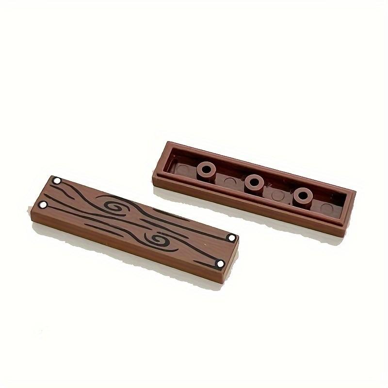 20pcs MOC Compatible 2431 Small Particle Building Block Scene Accessories, 1x4 Flat Wood Grain With Nail Printing Accessories