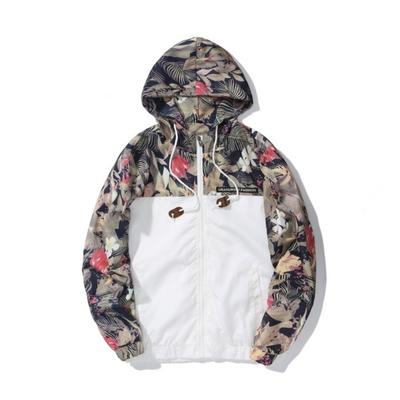 Floral Bomber Jacket Men Hip Hop Slim Fit Flowers Pilot Jacket Coat Men's Hooded Jackets