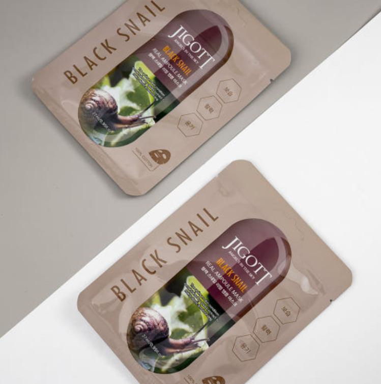 Jigott Black Snail Real Ampoule Mask Pack – Intensive Skin Repair & Hydration