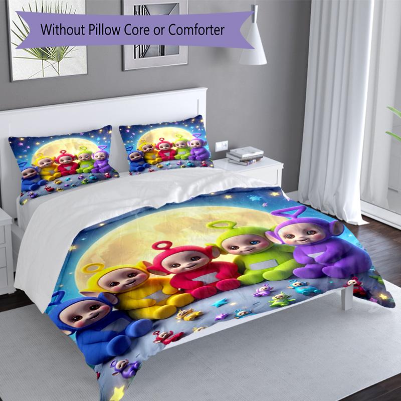Teletubbies Moonlit Adventure 3‑Piece Bedding Set,Soft Duvet Cover with 34 Pillowcases,Multi‑Scene Home Dorm Use,Ideal Gift for Birthday & Holiday