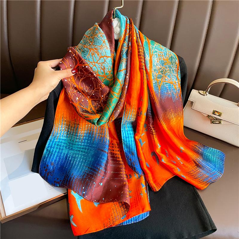 

Птица дерево роскошный шарф олень с товарами новый шелковый шарф длинный большой размер дорожная шаль защита от солнца 180*90cm