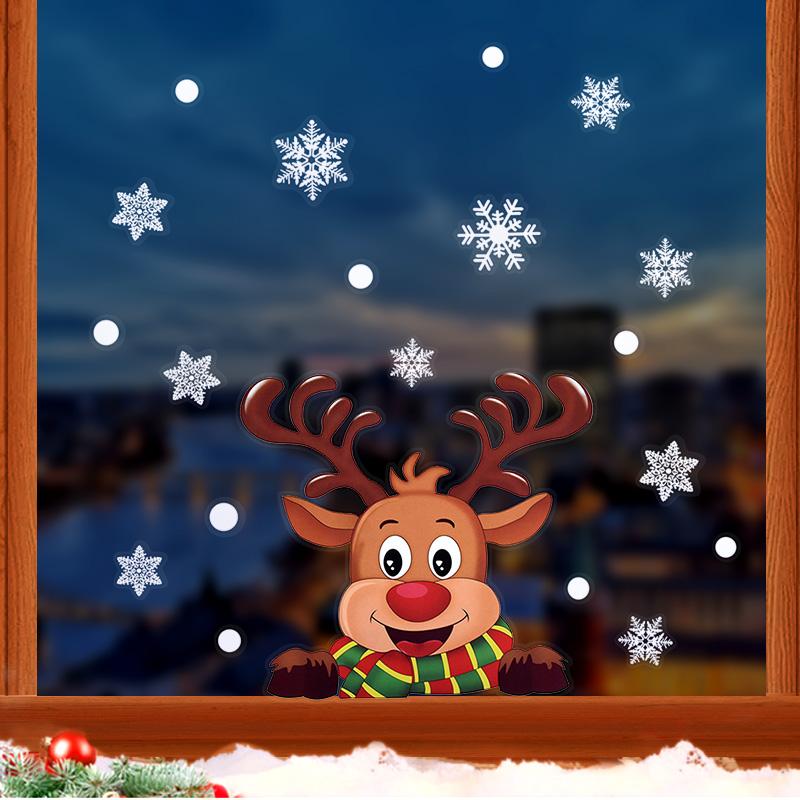 Cartoon Frohe Weihnachten Fensteraufkleber Weihnachtsmann Weihnachtsbaum Einhorn Glasaufkleber Weihnachtsdekorationen für Zuhause 2025 Neues Jahr