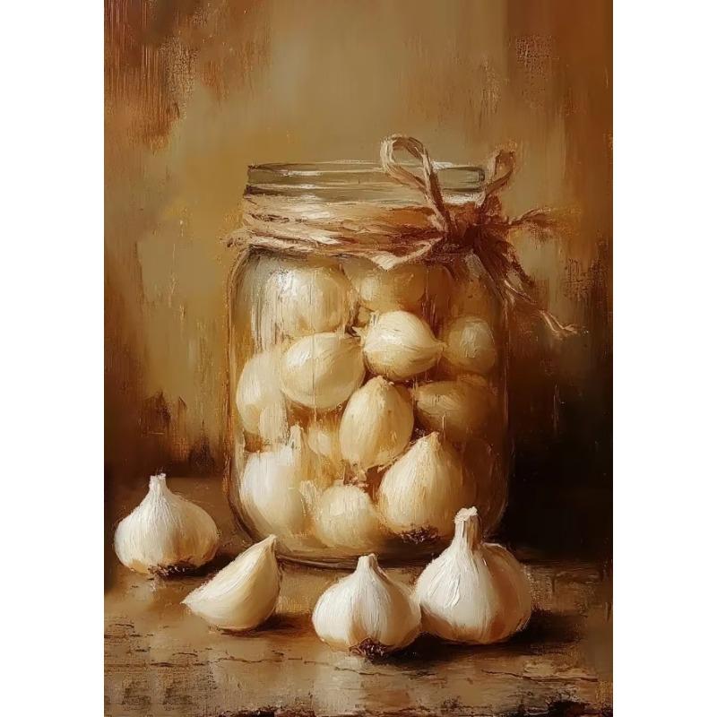 Vintage Tomatoes Spice Lemons Honey Jar Milk Glass Still Life Posters Canvas Printing Wall Art Picture for Kitchen Gifts
