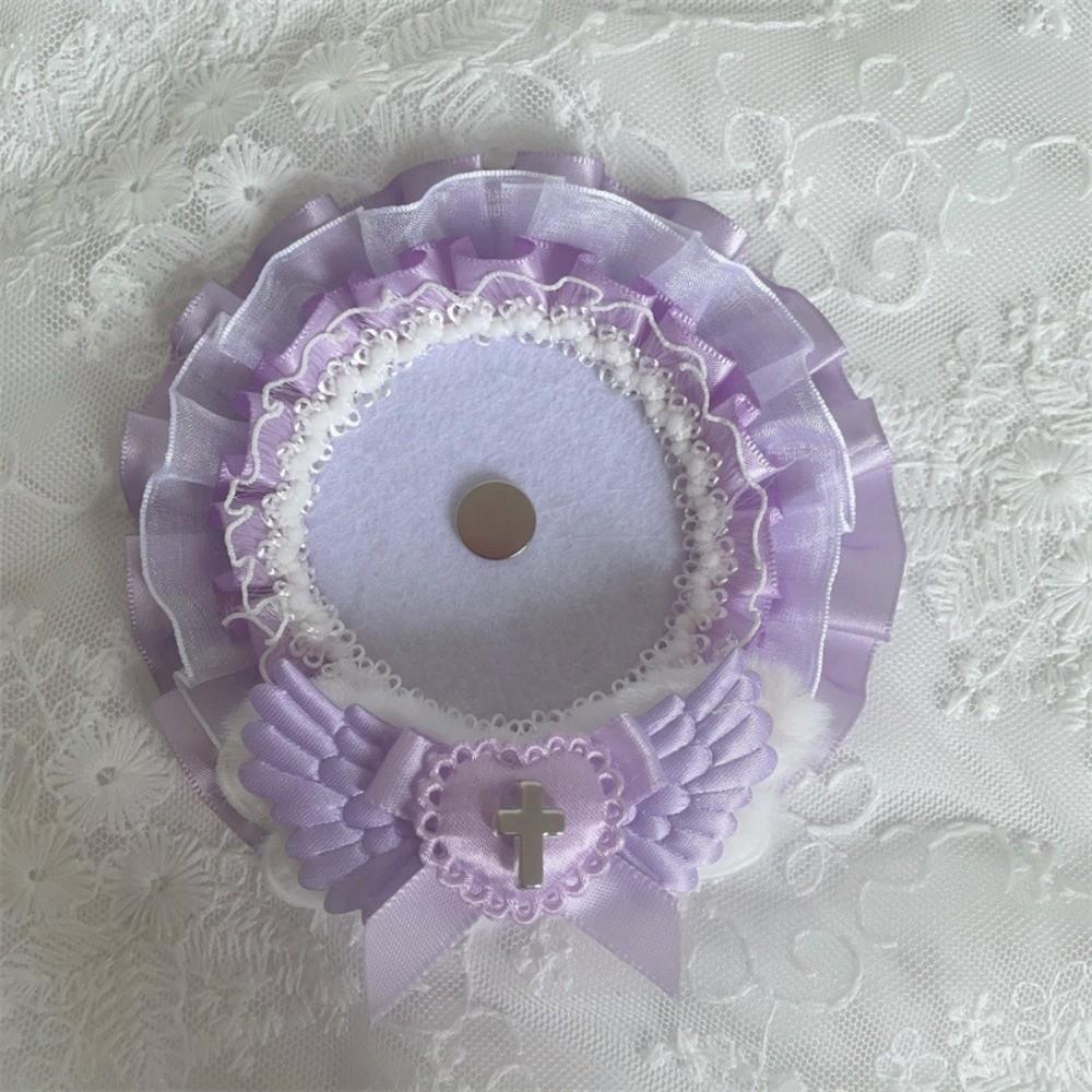 New Lace Trim Badge Holder Finished Product Angel Wings Badge Ita Bag Cross Accessories Handmade Pins Display Base