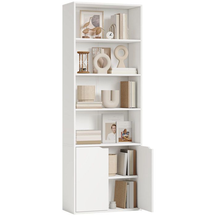 Bookshelf - HOMCOM - 4 Compartments - Book Storage Furniture - 59x29x180 Cm - White