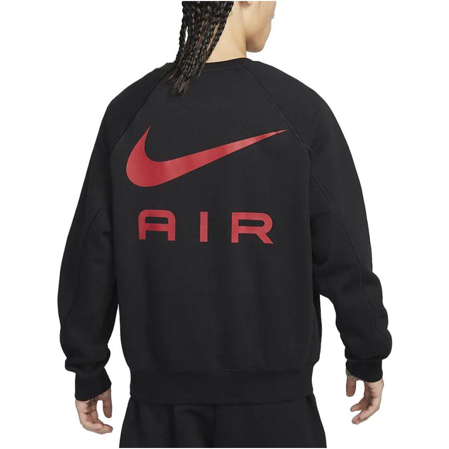 Nike Air Logo Crew Neck Casual Long Sleeve Fleece Sweatshirt Men Tops Black FB7204-010