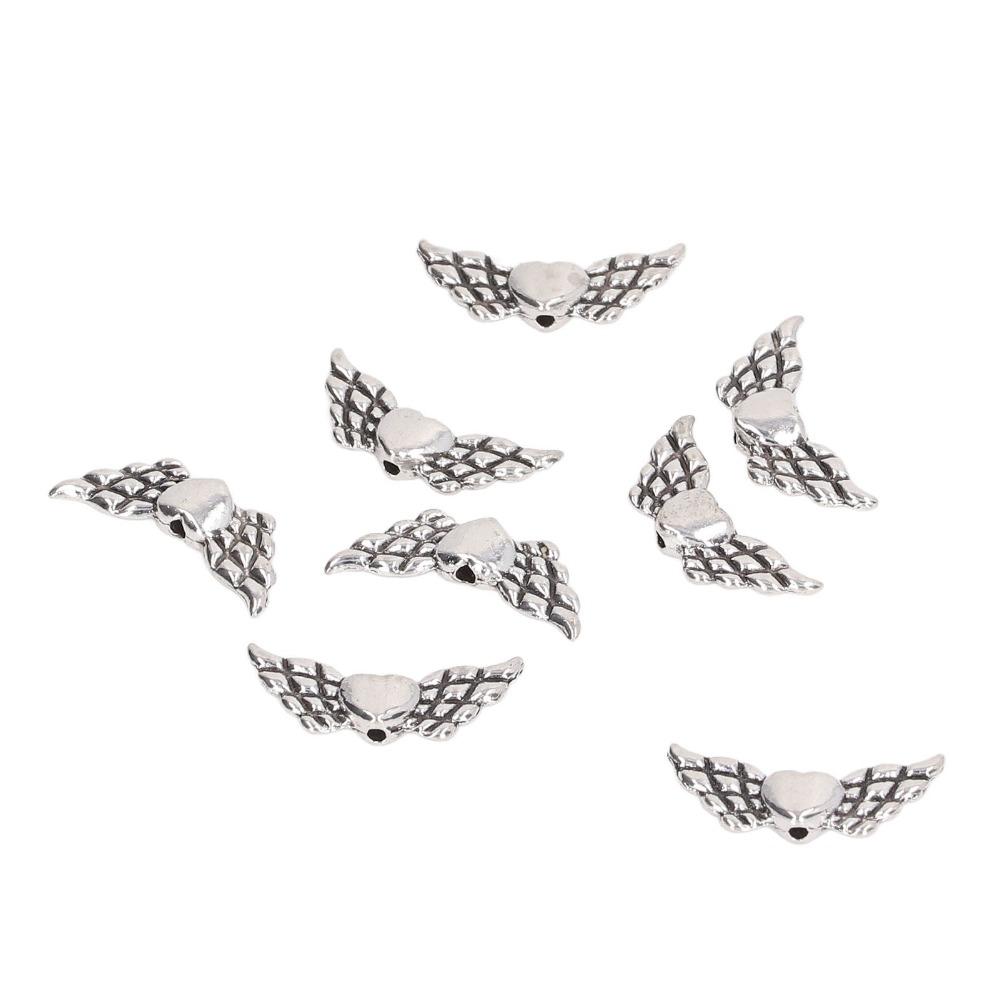 100pcs Zinc Alloy Angel Wing Beads Silver Fairy Wing Charm Beads Wing Charm Beads  DIY Craft