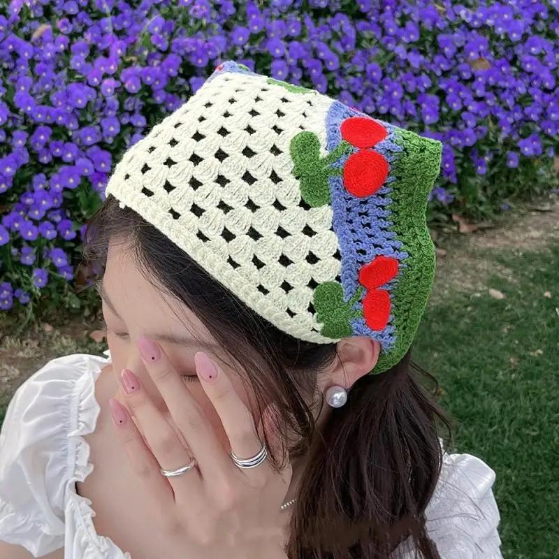 Dolce Carina Fatto a Mano Uncinetto Triangolo Vuoto Fascia per Capelli Asciugamano Donna Modello Fascia per Capelli Foulard Accessori per Capelli Gonna Tenda per il Lato B