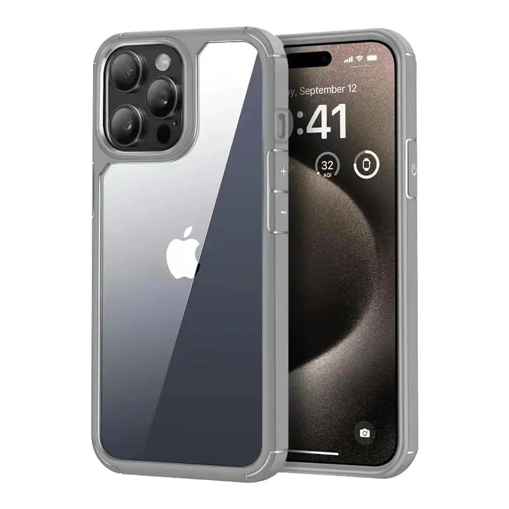 Luksusowe Przezroczyste Wstrząsoodporne Etui Pancerne typu Bumper na iPhone 16 15 14 Plus 13 12 11 Pro Max X XS 7 8 Wytrzymała Ramka Twardy Tylny Panel