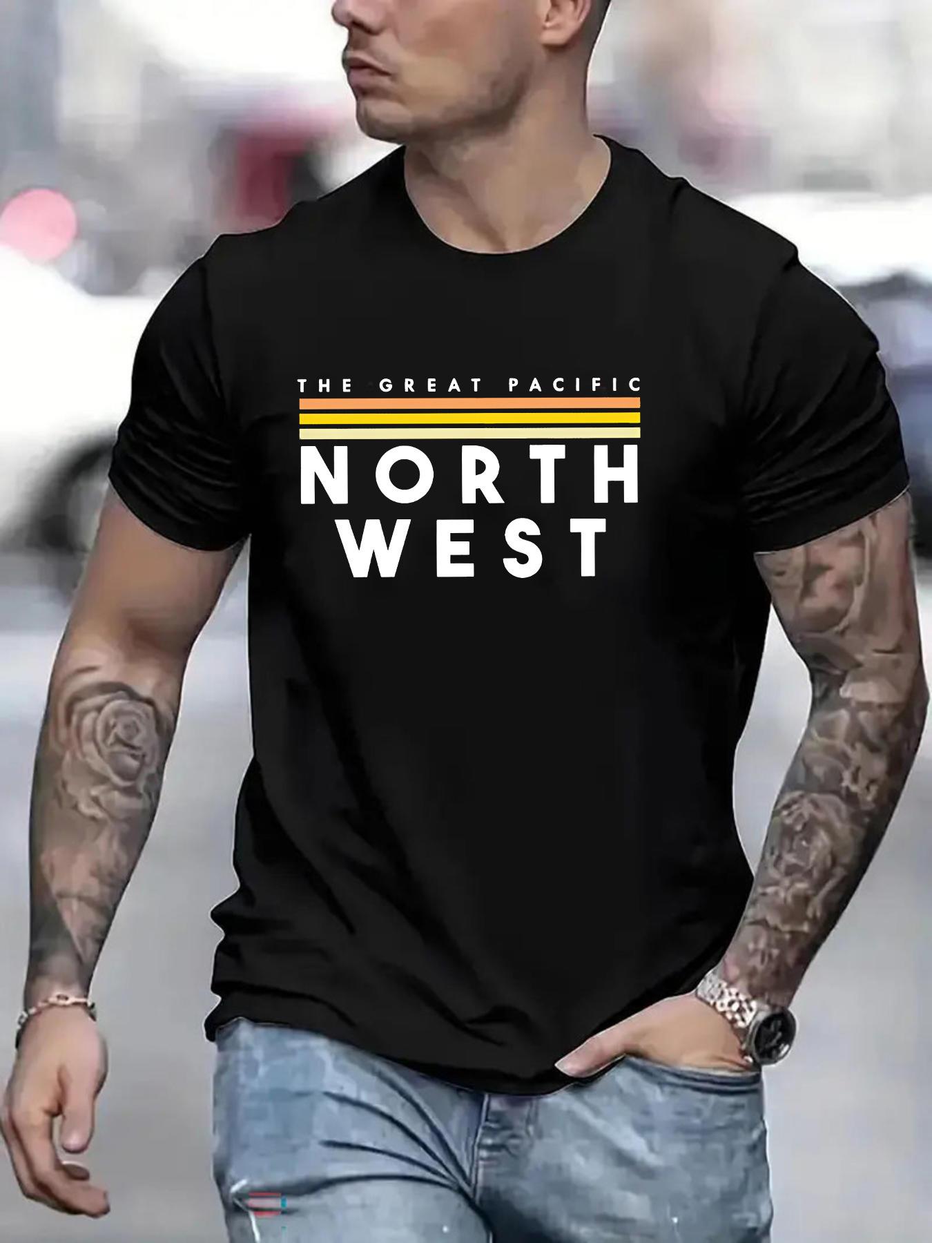 Casual Short Sleeve T-shirt -  The Great Pacific Northwest  Print XXXL