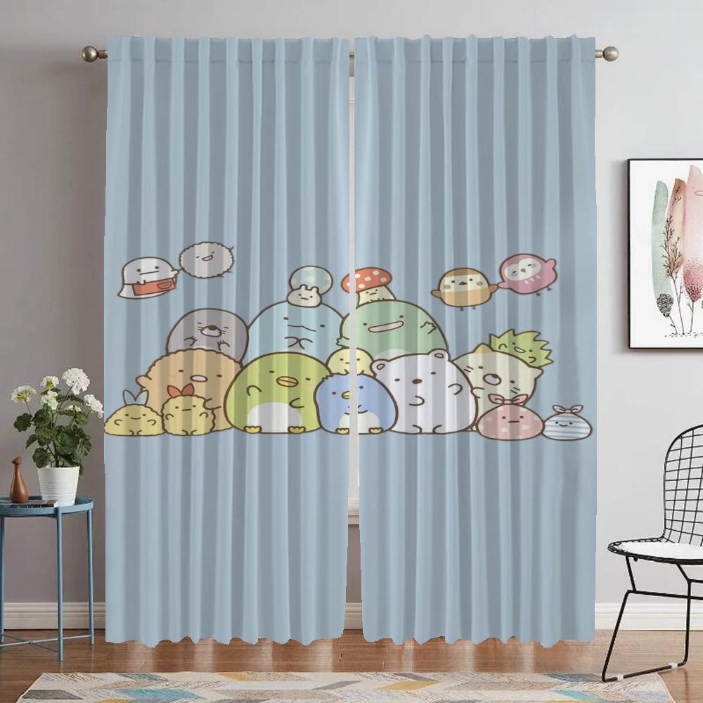 

Плотные шторы для гостиной, занавески для кухни Sumikko Gurashi, 2 шт., перегородка, украшения для Хэллоуина, шторы для камеры W50xH70cmx2pcs-CL