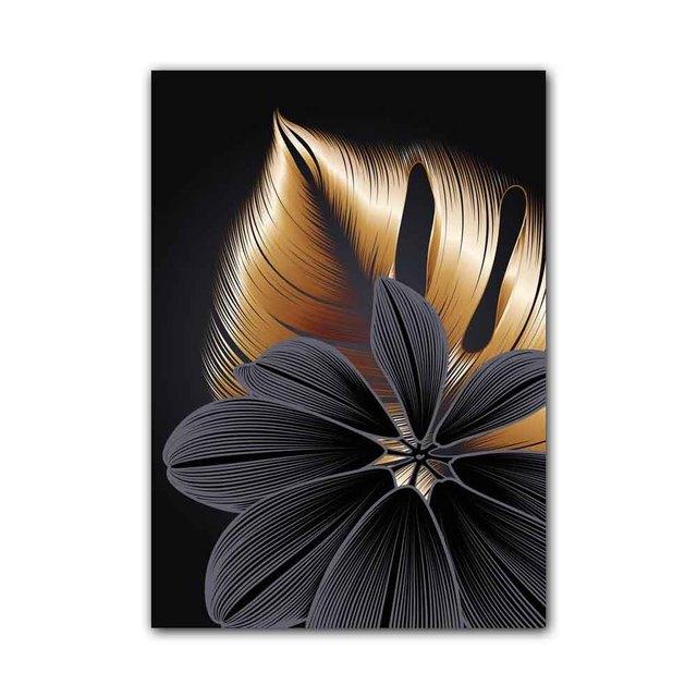 

Скандинавское абстрактное искусство масляная живопись черное золото растительный лист холст картина современное украшение для дома постер гостиная коридор фреска без рамки 21*30cm No Frame