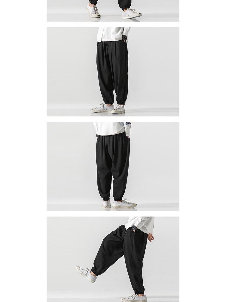Men's Chinese Style Cotton Linen Joggers - Plus Size Loose Casual Harem Pants for Spring/Summer